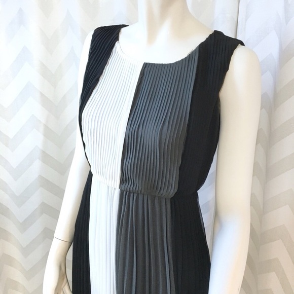 Color Block Dress 100% Silk Accordion Pleated - Picture 3 of 8